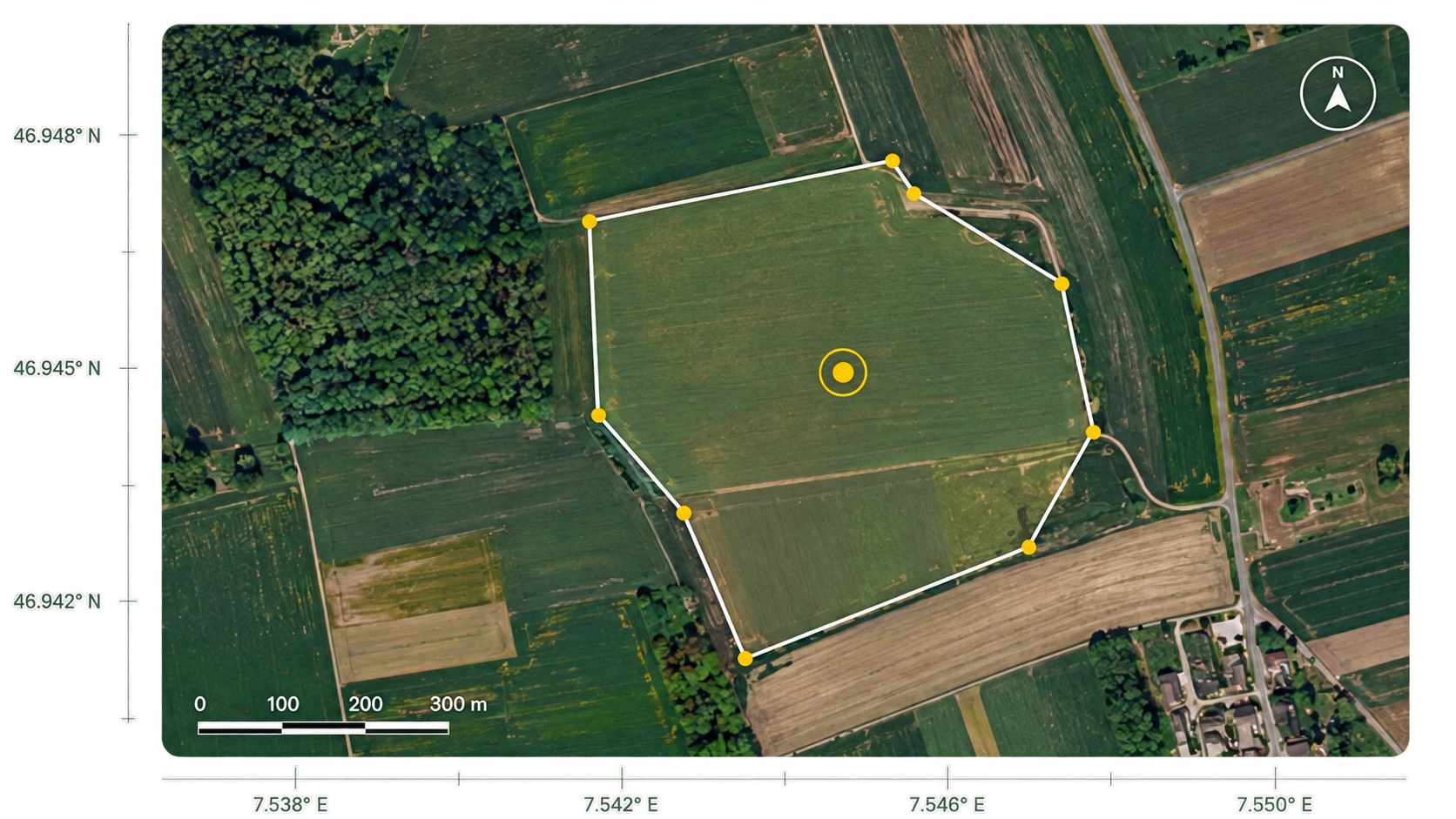 North field boundary saved on a satellite map
